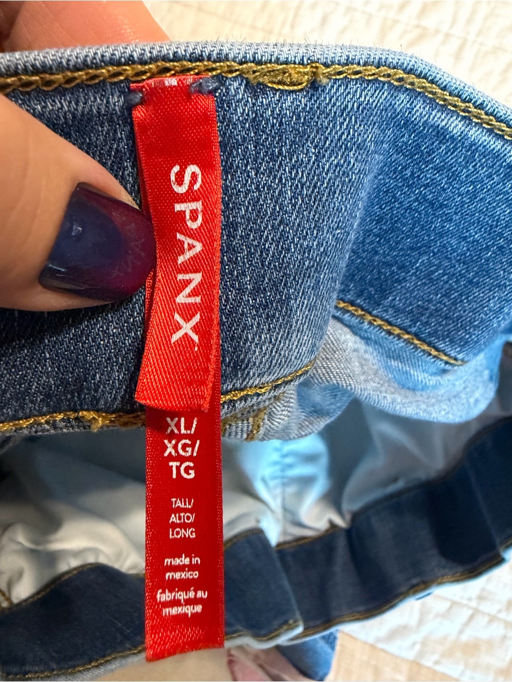 SPANX Wide-Leg Dark Blue Jeans - Picture 4 of 5